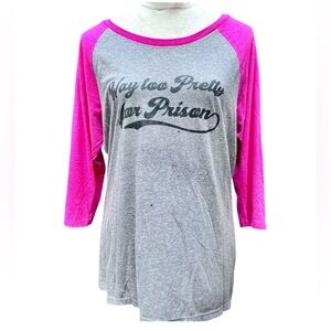 GUC Way Too Pretty for Prison baseball shirt. XL. 317W